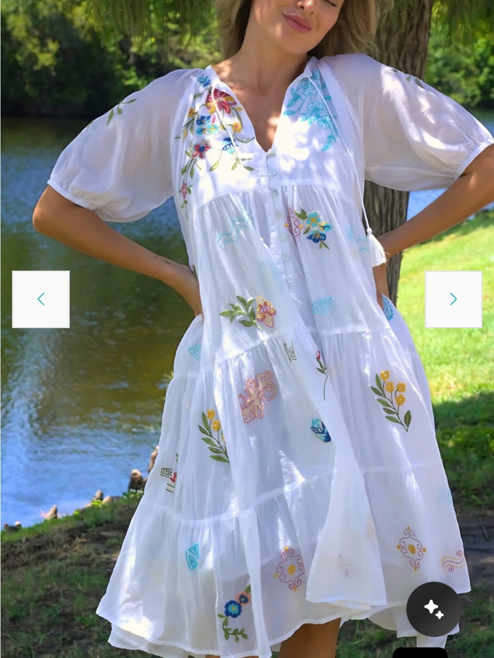 NWT Kyla Seo Ember - Embroidered Tiered Midi Dress